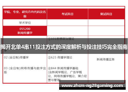 揭开北单4串11投注方式的深度解析与投注技巧完全指南